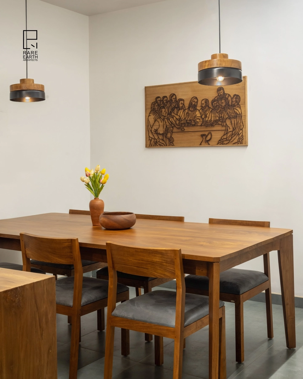 Bộ bàn ăn gỗ óc chó cao cấp phong cách bắc âu