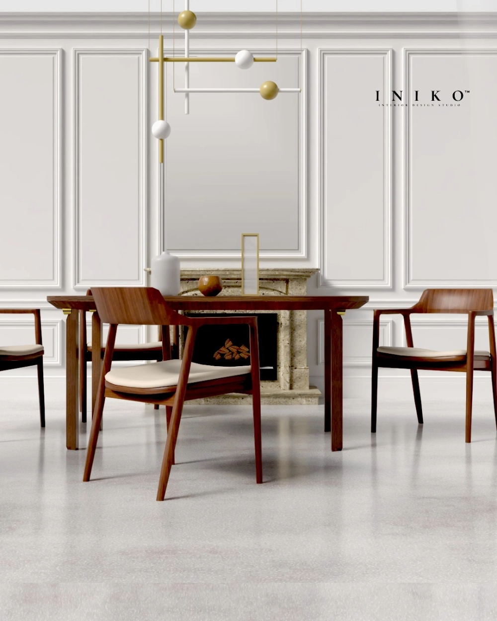 Bàn ăn gỗ chân sắt sơn tĩnh điện phong cách industrial