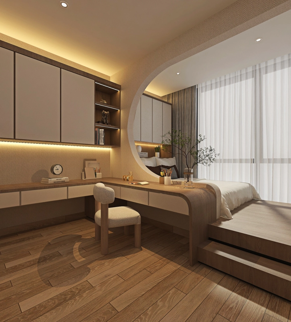 Thiết kế bàn làm việc gỗ công nghiệp phủ melamine chống xước