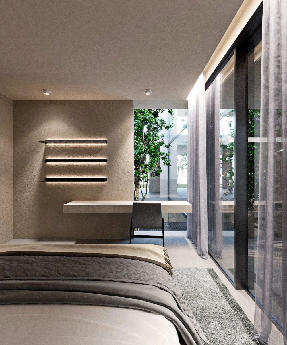 Bàn làm việc gắn tường giúp giải phóng không gian sàn nhà