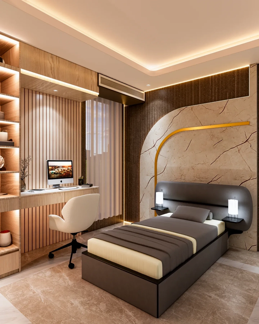 Bàn làm việc gỗ sồi tự nhiên chắc chắn và bền đẹp