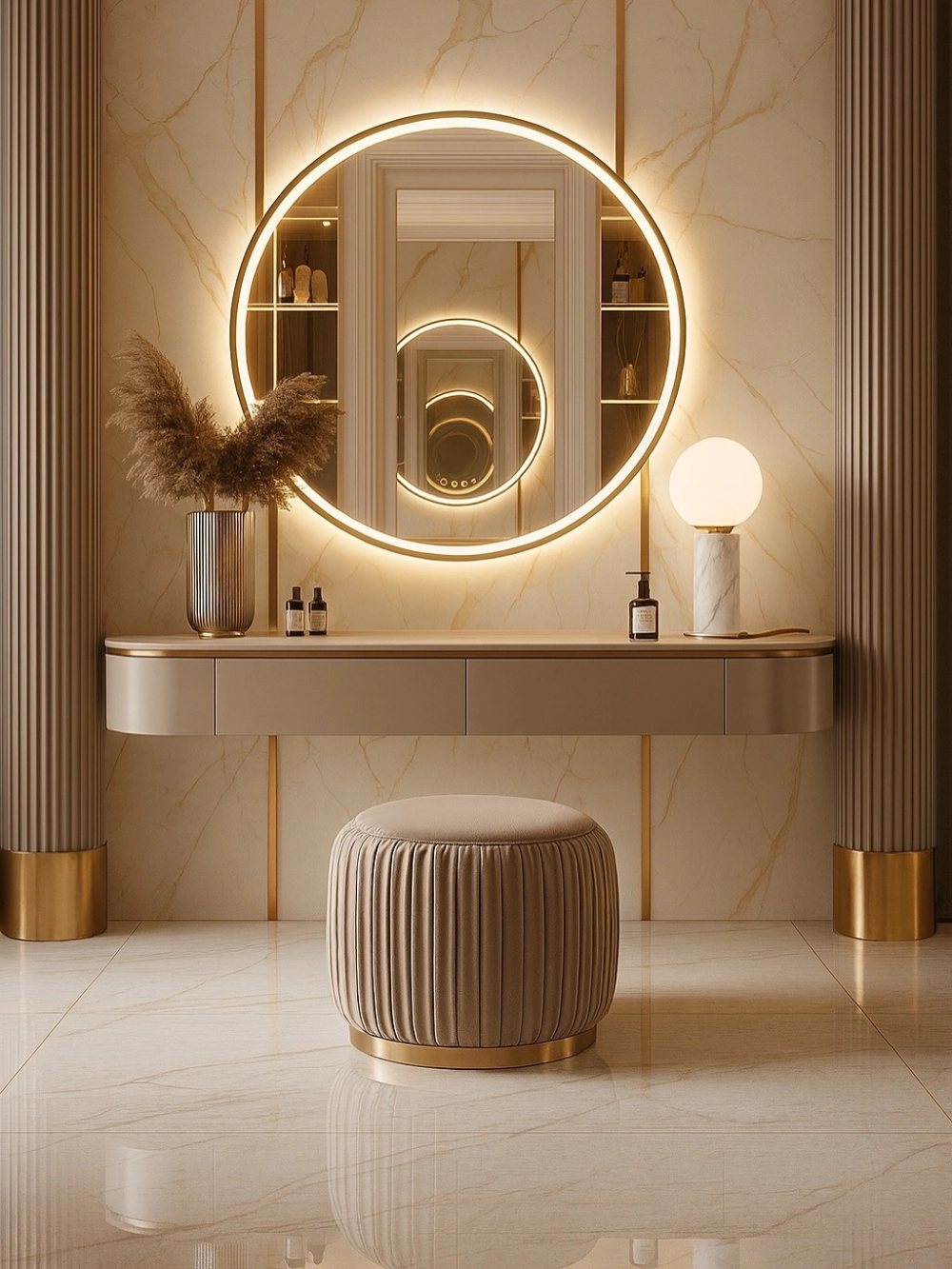 Mẫu bàn trang điểm treo tường tiết kiệm diện tích tối đa