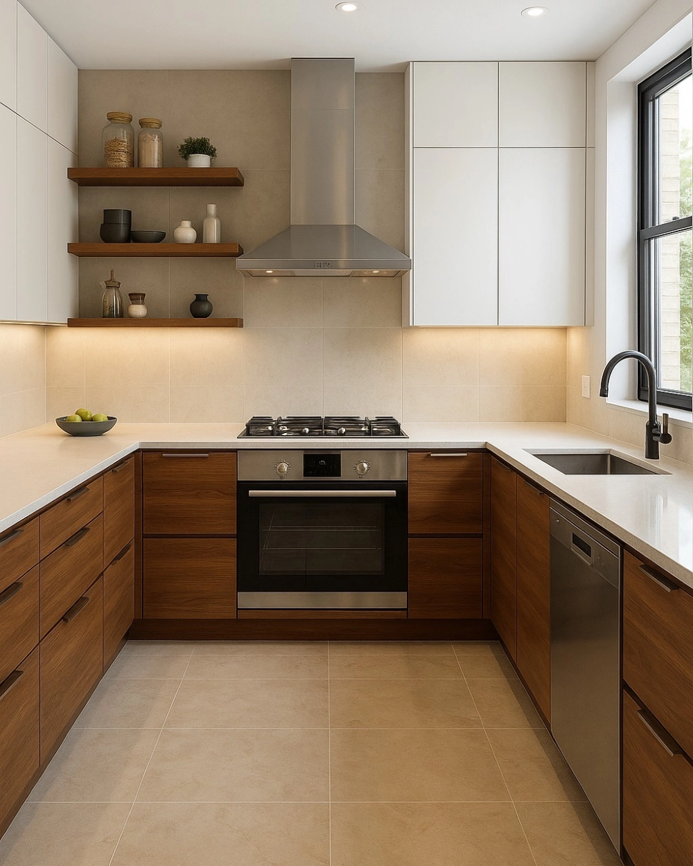 Bố trí bếp chữ u hợp lý với tam giác làm việc khoa học