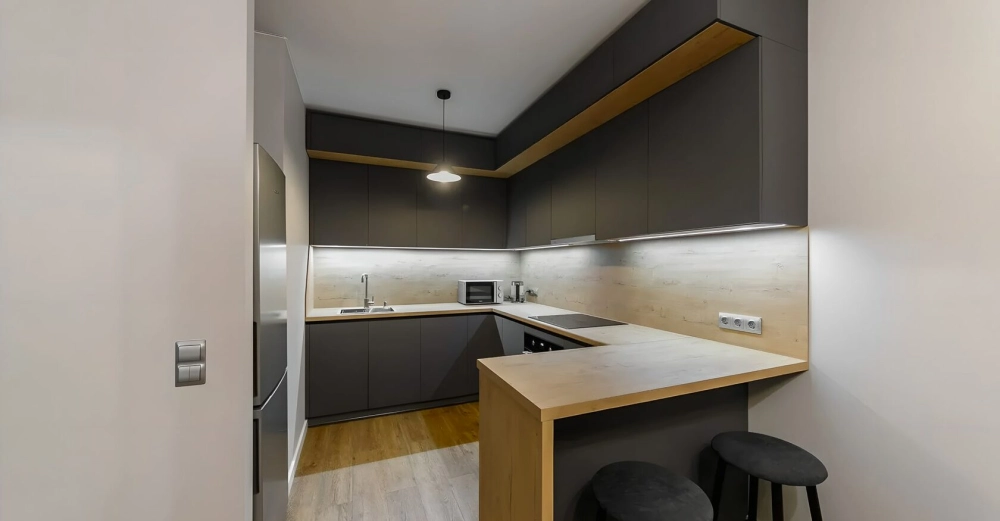 Thiết kế bếp chữ u nhà chung cư tối ưu diện tích