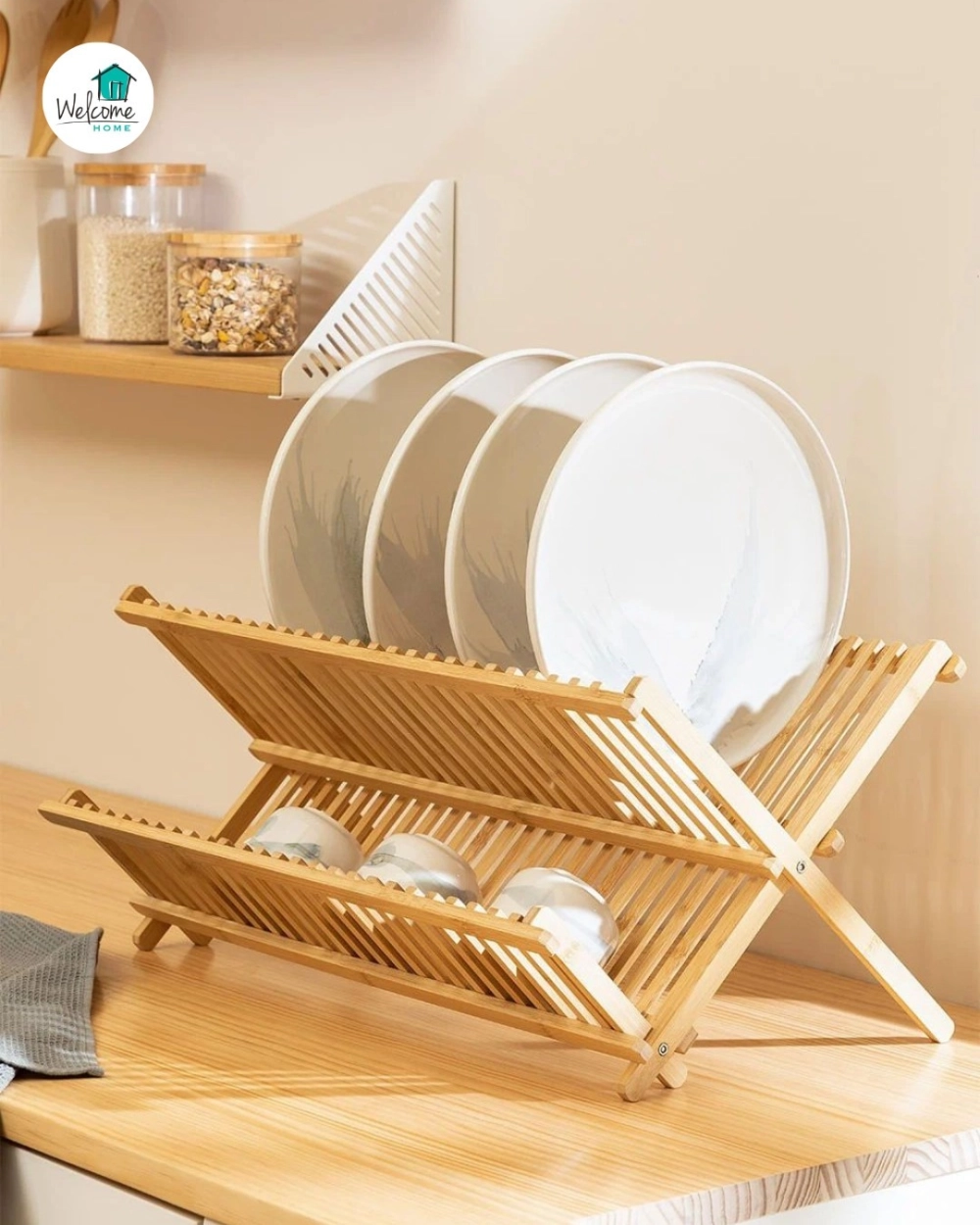 Cận cảnh giá bát đĩa inox 304 nan dẹt tinh tế chắc chắn