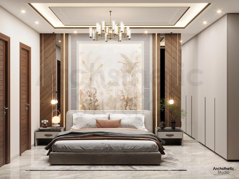 Giường ngủ đẹp chất liệu gỗ sồi nga