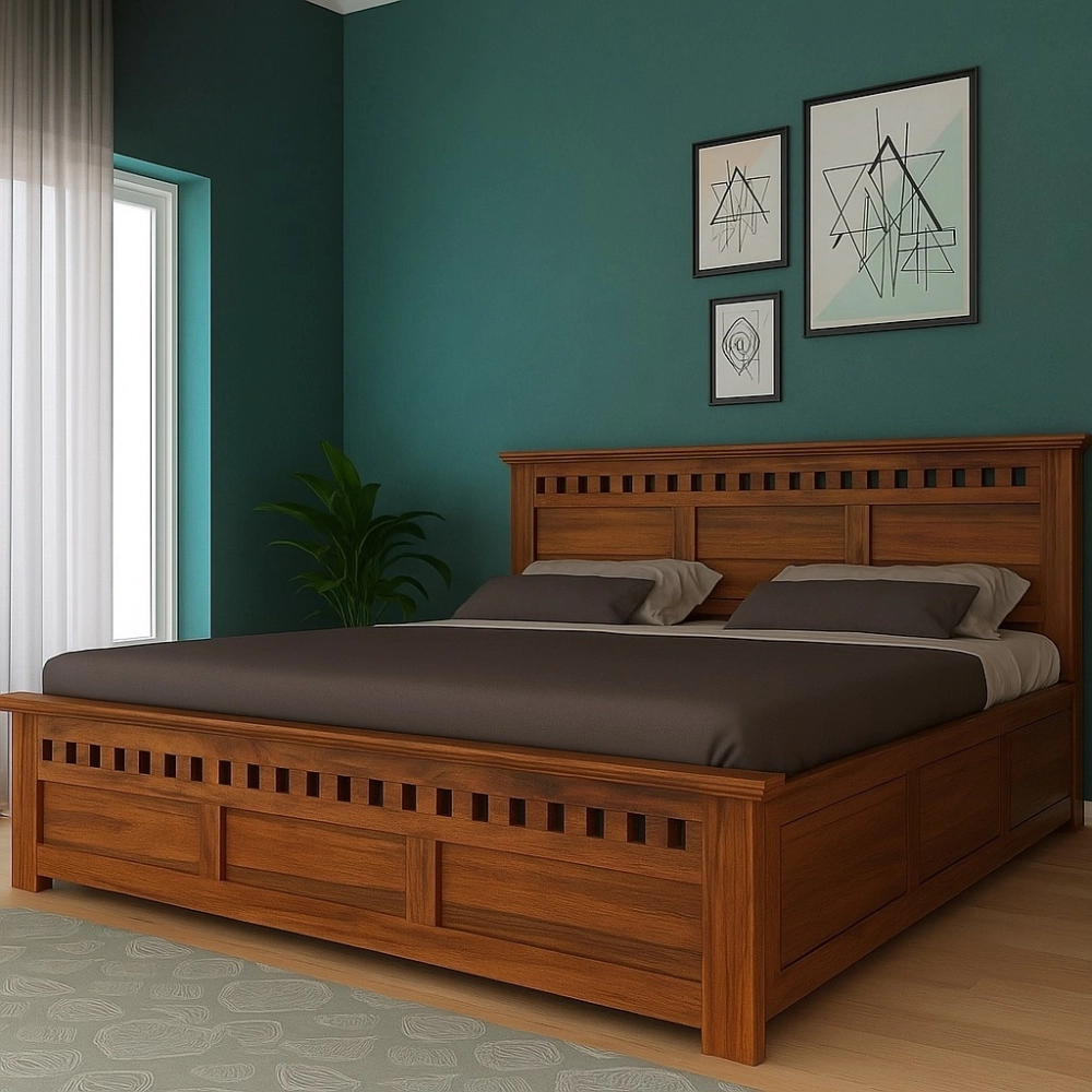 Cách bố trí giường gỗ trong phòng ngủ nhỏ hẹp