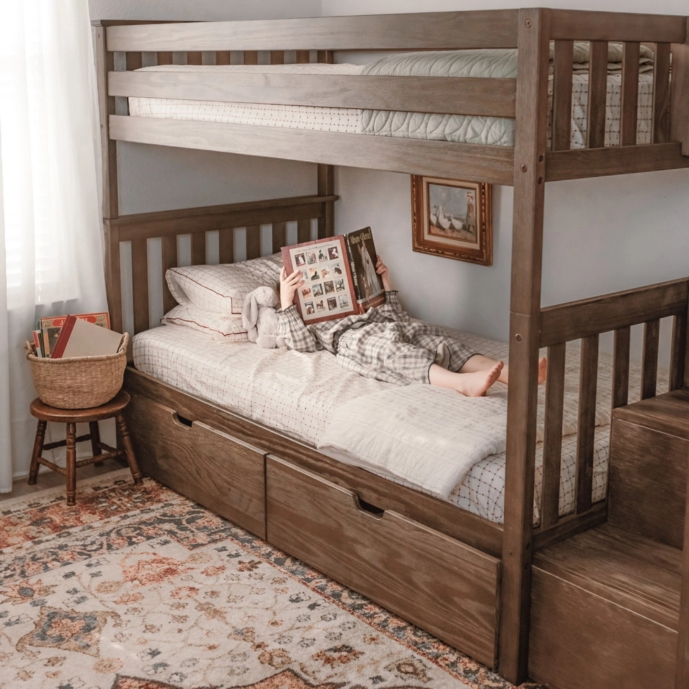 Cầu thang giường tầng tích hợp hộc kéo