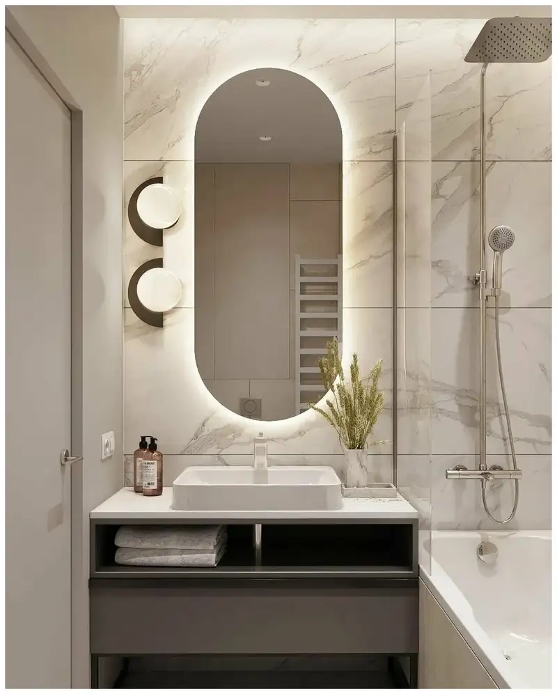 Gương tròn nhà tắm mềm mại tinh tế