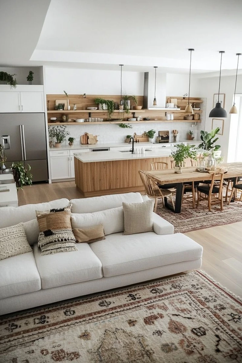 Căn hộ tiện nghi và tinh tế phòng khách liền bếp chung cư