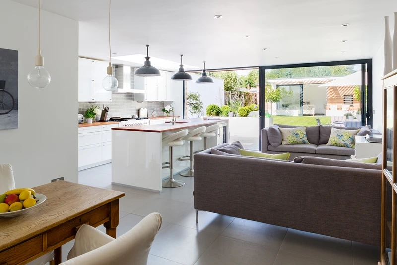 Tiết kiệm diện tích hiệu quả phòng khách liền bếp tiết kiệm diện tích