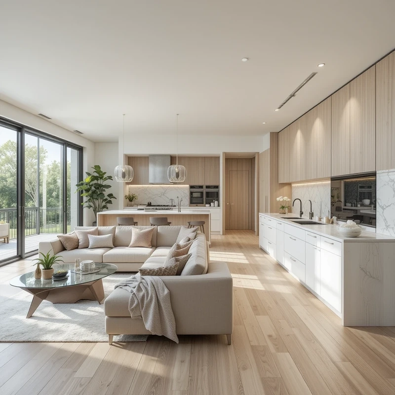 Sang trọng đỉnh cao phòng khách liền bếp đẹp sang