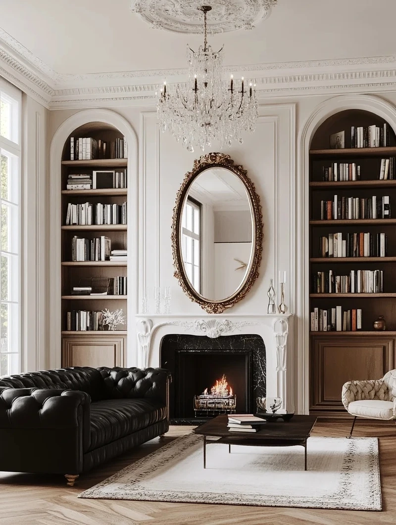 Kết hợp hiện đại trong phòng khách tân cổ điển sang trọng hiện đại