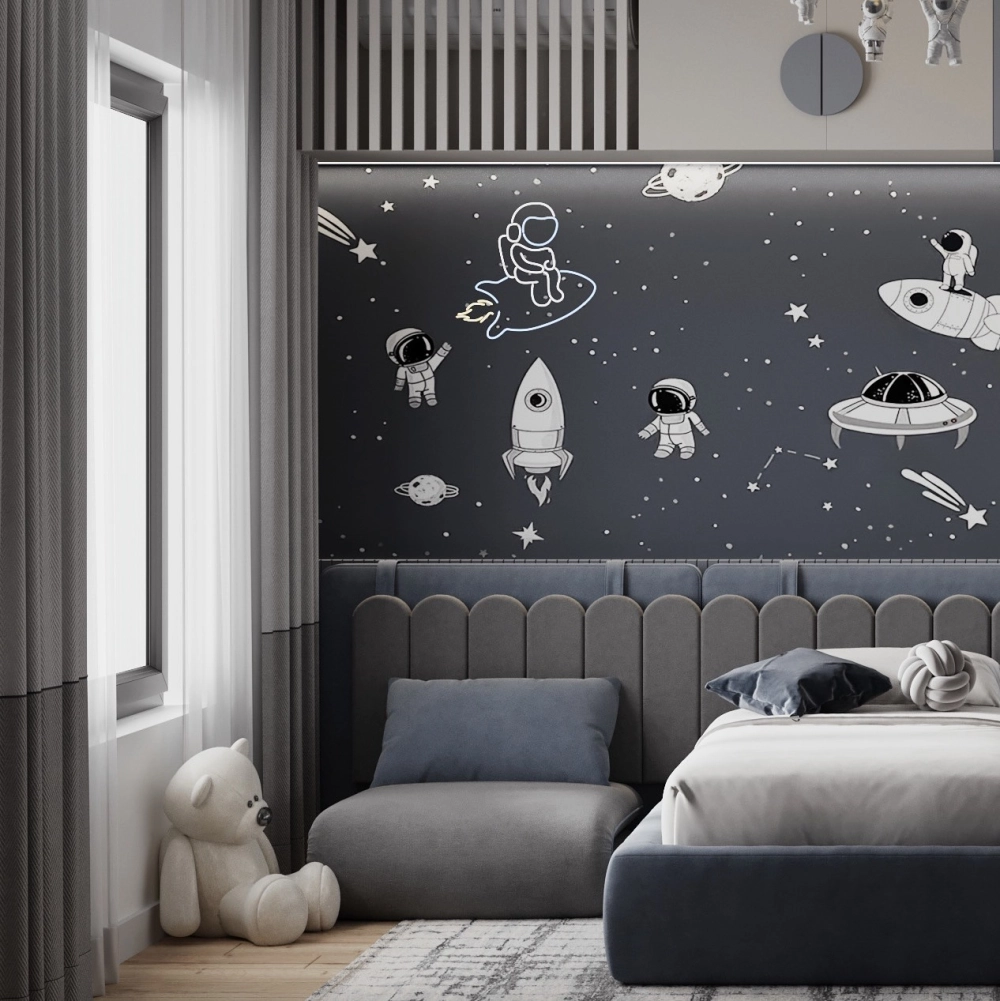 Hệ thống đèn trang trí phòng ngủ bé trai tạo ánh sáng ấm áp