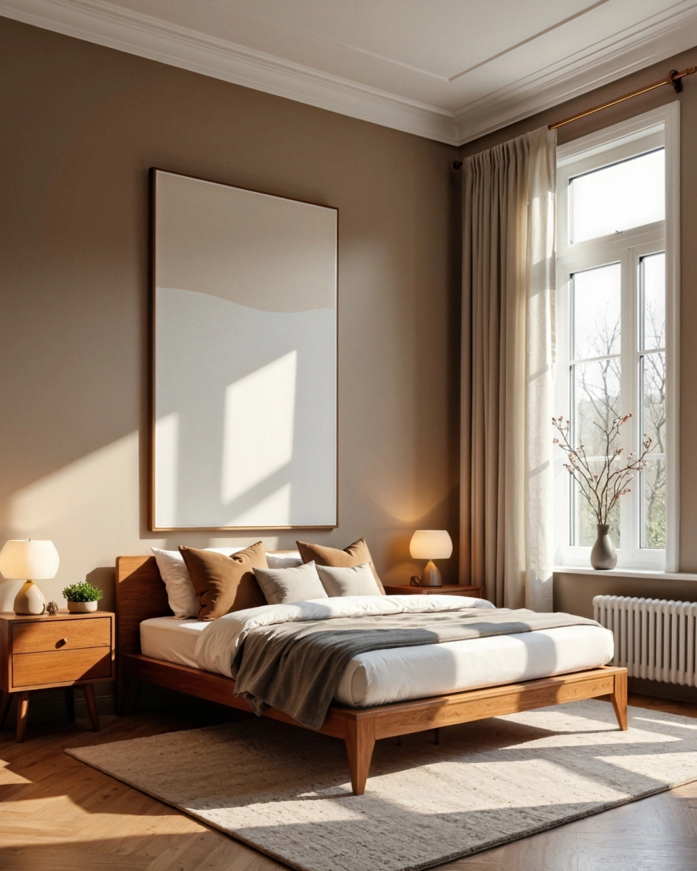 Sử dụng thảm trải sàn phòng ngủ chill lông cừu mềm mại êm chân