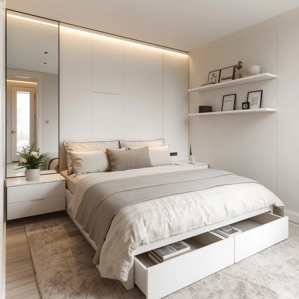 Trang trí phòng ngủ chill phong cách hàn quốc với nệm bệt đơn giản