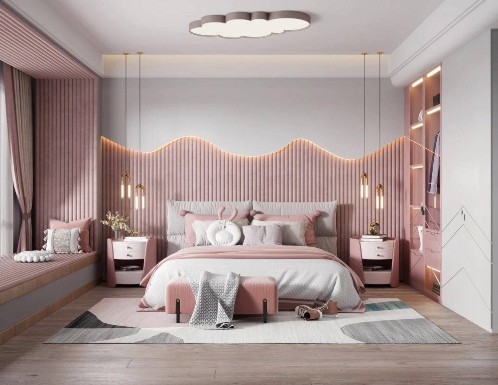 Không gian phòng ngủ đẹp hiện đại với thiết kế cửa kính lớn