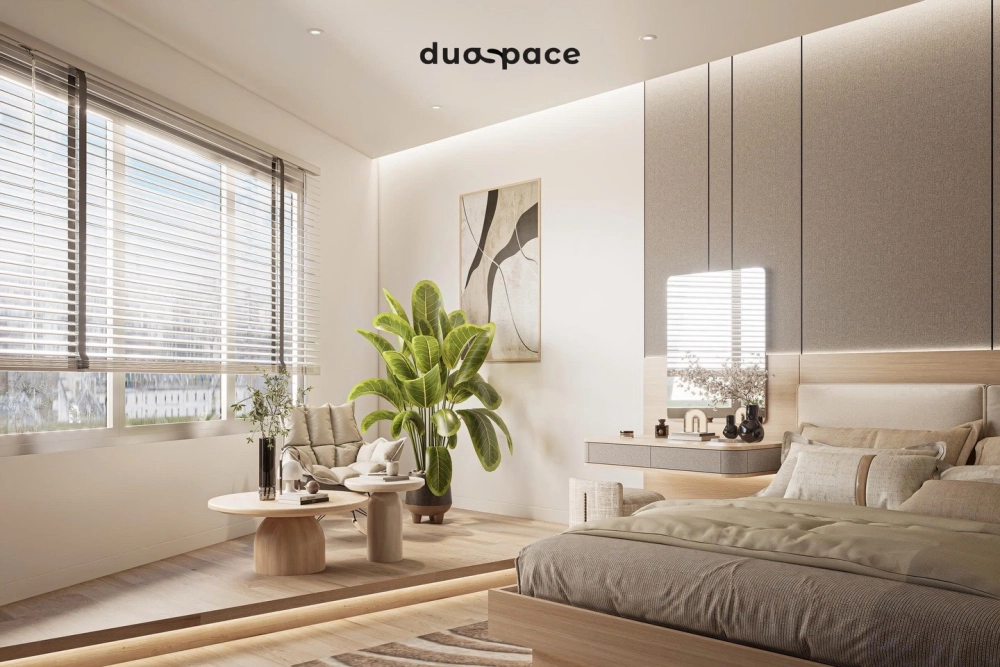 Mẫu giường ngủ trong không gian phòng ngủ đẹp phong cách hàn quốc