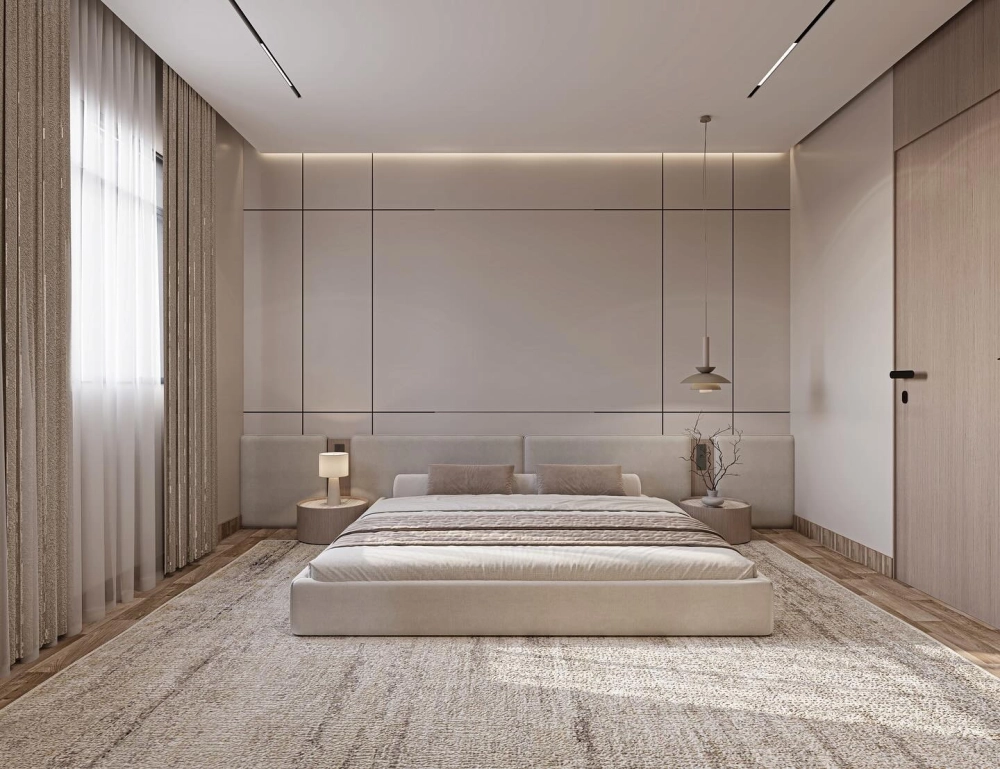 Bố trí phòng ngủ master có phòng thay đồ kính thời thượng