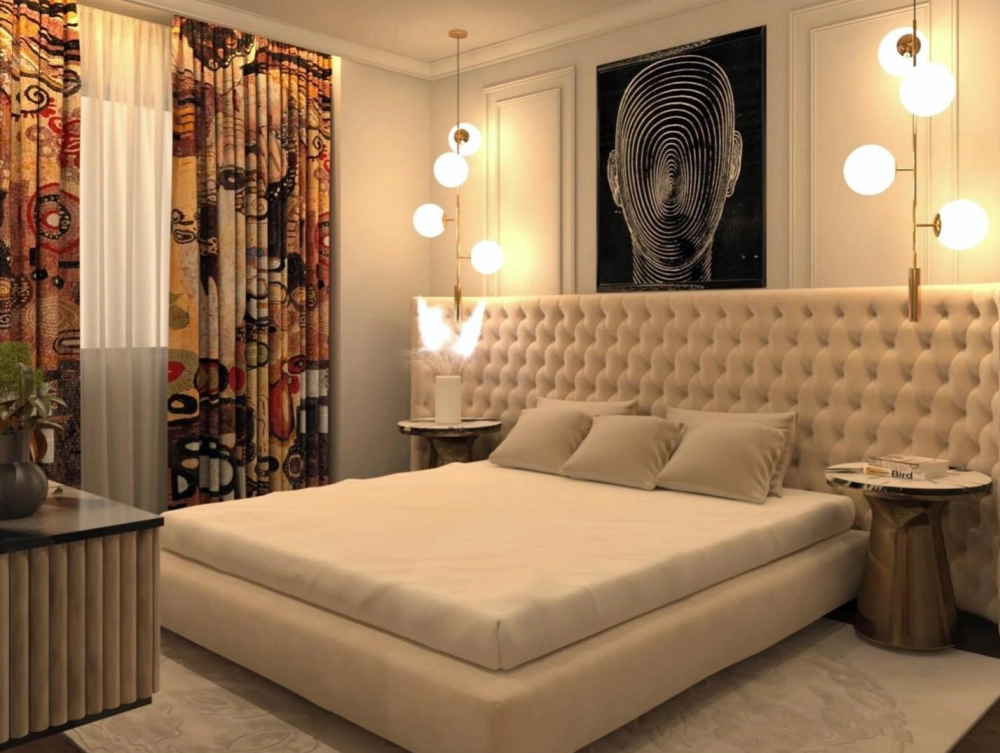 Thiết kế trần thạch cao phòng ngủ tân cổ điển kết hợp đèn hắt