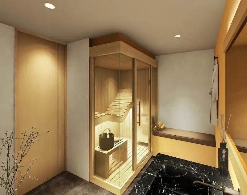 Phòng xông hơi gia đình căn hộ thiết kế gọn gàng