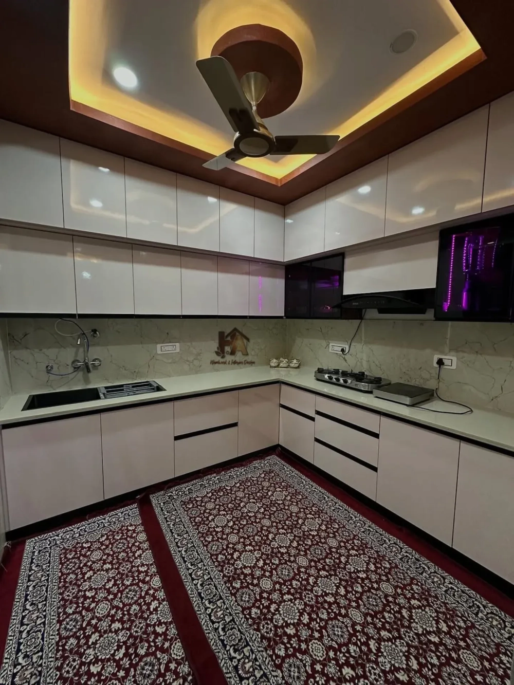 Sơ đồ bố trí công năng bếp hiện đại hình chữ L cho không gian góc