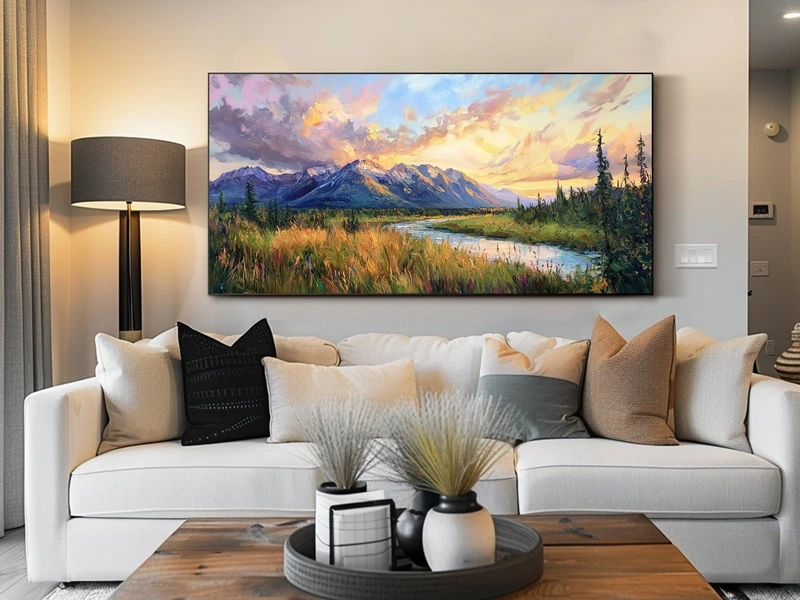 Tạo không gian tinh tế với tranh treo phòng khách đẹp