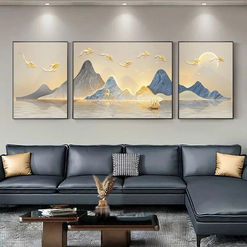 Thanh lịch và sang trọng cùng tranh treo phòng khách tân cổ điển