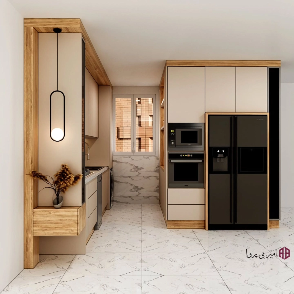 Mẫu tủ bếp gỗ công nghiệp phủ veneer sồi nga