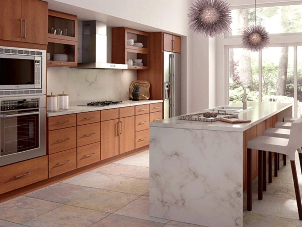 Mùi hương dễ chịu toả ra từ mẫu tủ bếp gỗ pơ mu tự nhiên