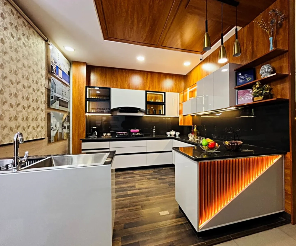 Mẫu tủ bếp thông minh kịch trần tăng diện tích để đồ