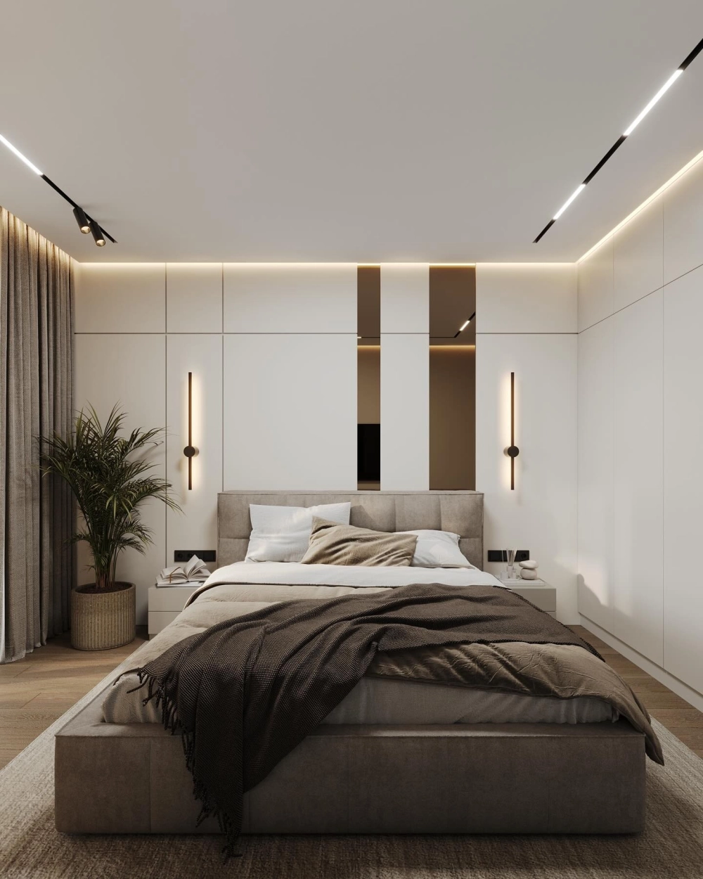 Thiết kế vách đầu giường thạch cao tạo hình khối độc đáo