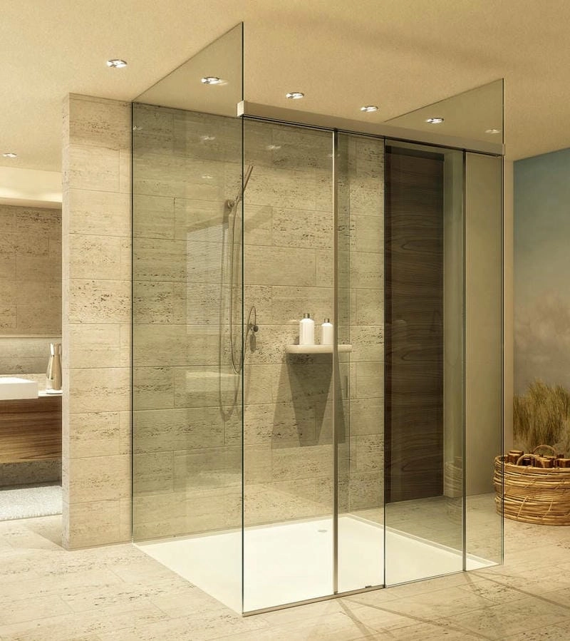 Vách tắm kính thiết kế đẹp hài hòa không gian
