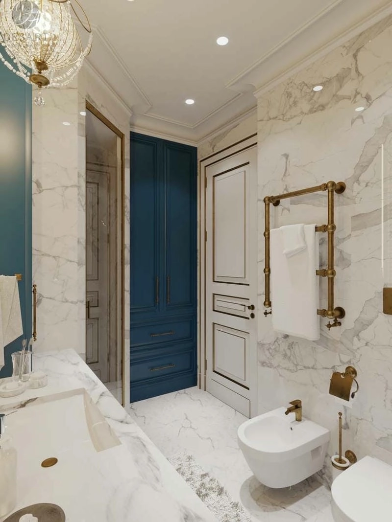 Nhà vệ sinh tân cổ điển sang trọng hài hòa từng chi tiết