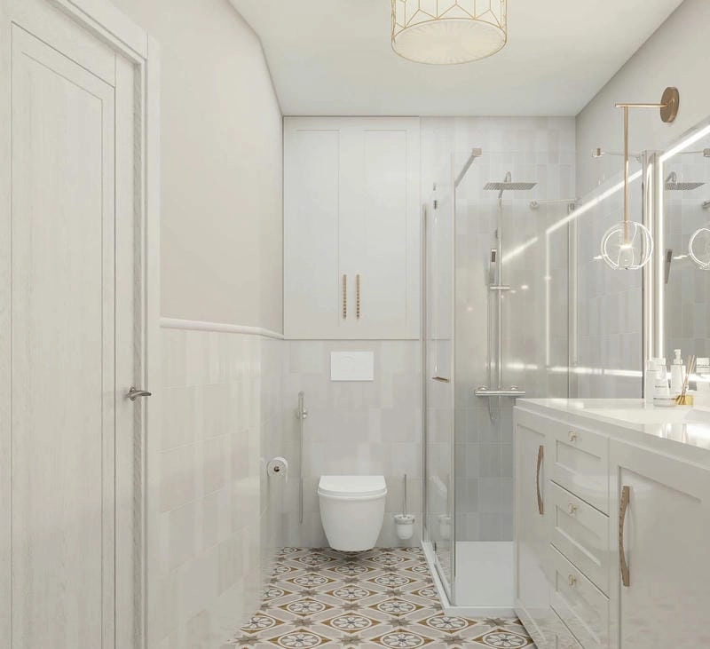 Nhà vệ sinh tân cổ điển thẩm mỹ cân bằng cổ điển hiện đại