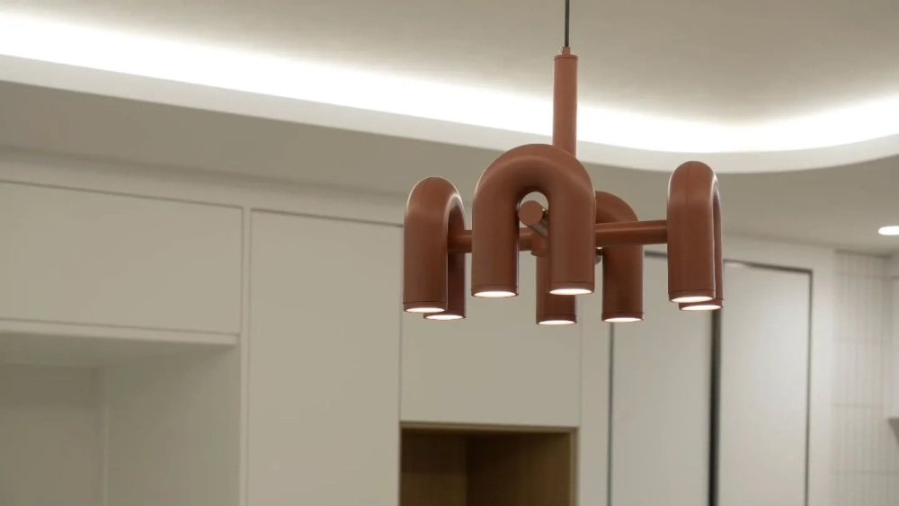 Sự phối hợp đèn thả và ánh sáng hắt trần thạch cao