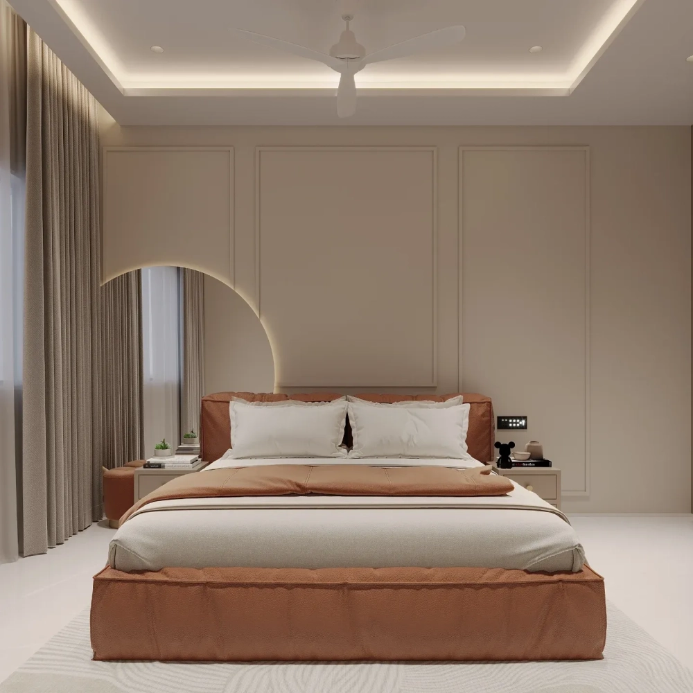 Giường ngủ bọc da đen có hộc kéo lưu trữ quần áo gọn gàng