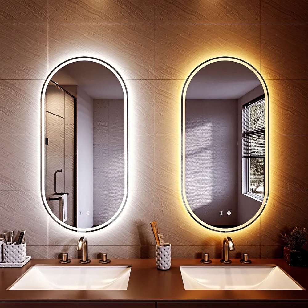 Gương led cảm ứng nhà tắm hình tròn sang trọng cho không gian nhỏ