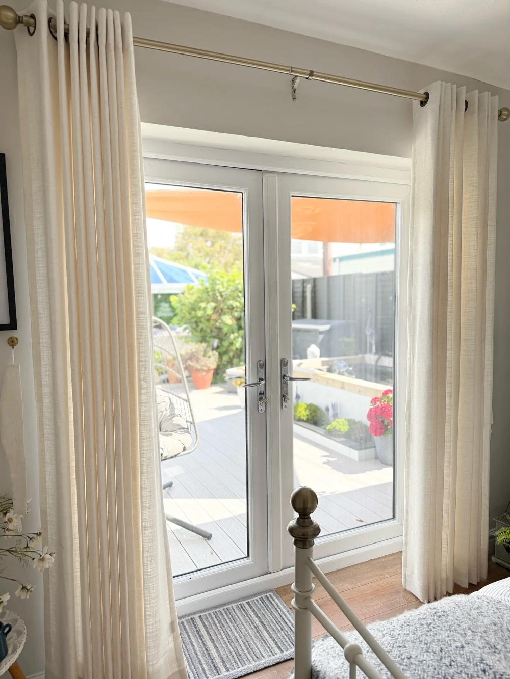 Rèm vải 2 lớp thêu họa tiết nghệ thuật thủ công cho khung cửa rộng