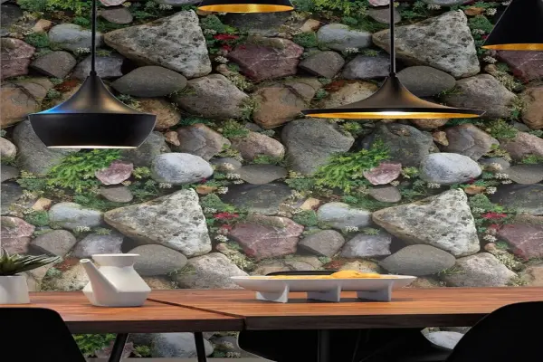 Ảnh giấy dán tường độc đáo biến phòng khách sống động