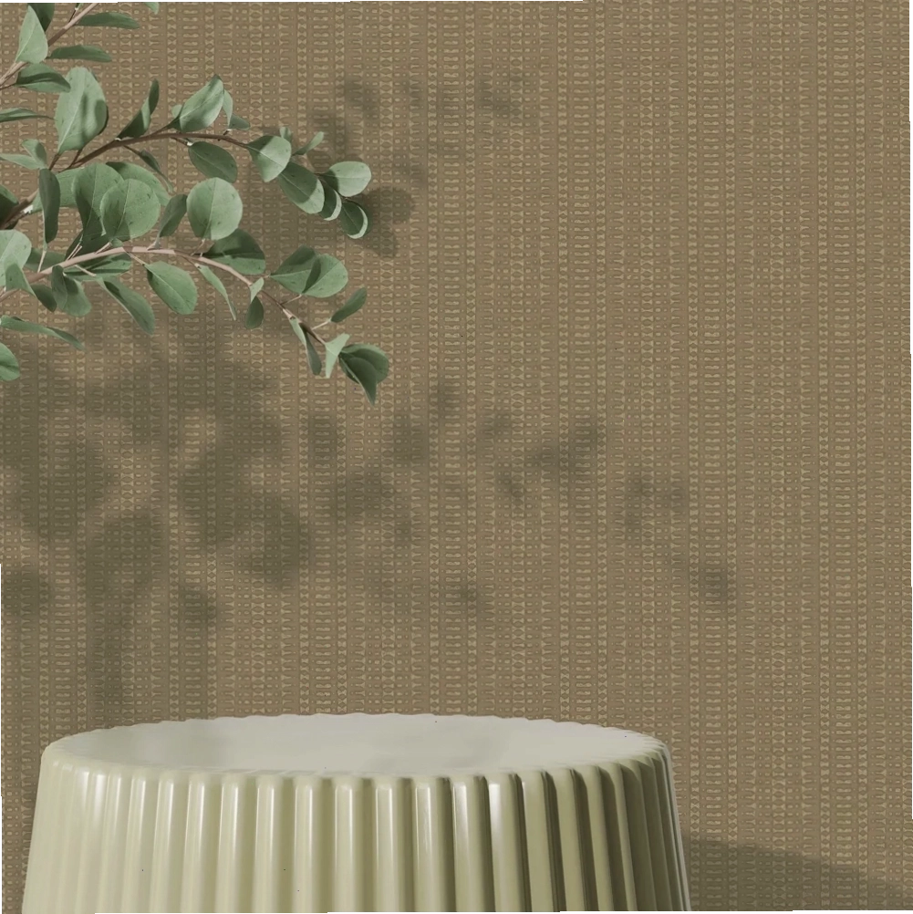 Batik Stripe removable wallpaper in macadamia for a modern dining room