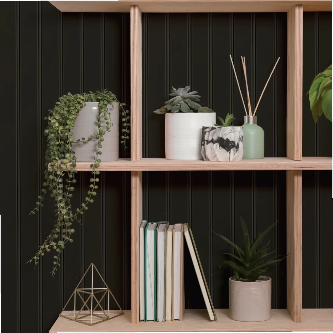 Beadboard Onyx Wood wallpaper for a modern textured look
